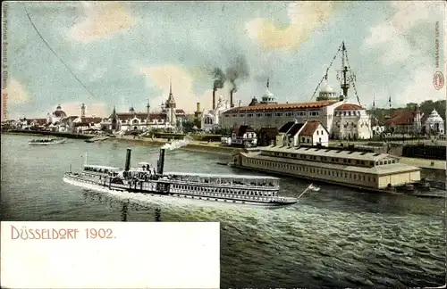 Ak Düsseldorf am Rhein, Salondampfer, Stadt, Industrie und Gewerbeausstellung