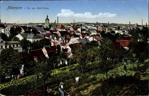 Ak Meerane in Sachsen, Stadtbild von Süden