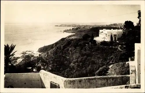 Ak Sidi Bou Said Tunesien, Vue panoramique, Teilansicht der Ortschaft, Meer