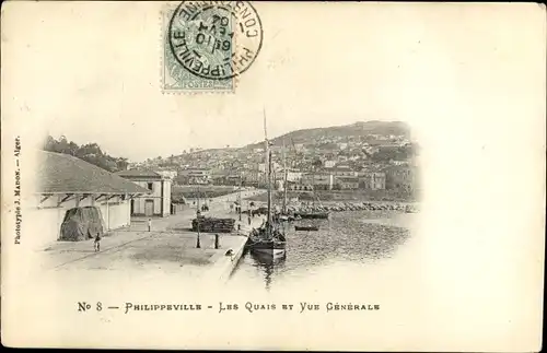 Ak Philippeville Skikda Algerien, Les Quais et vue generale