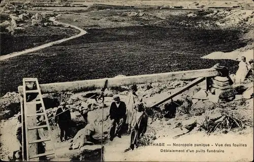 Ak Carthage Karthago Tunesien, Necropole punique, Vue des fouilles, Deblaiement d'un Puits funeraire