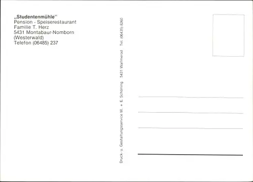 Wappen Ak Montabaur im Westerwald, Pension Studentenmühle, Inneres, Familie T. Herz