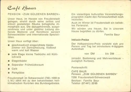 Ak Freudenstadt im Schwarzwald, Cafe Baur, Inneres