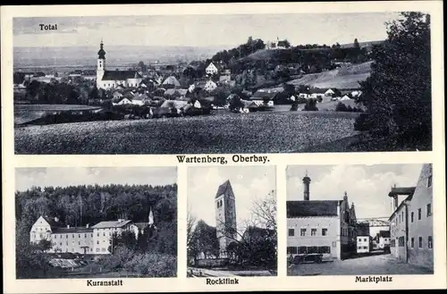 Ak Wartenberg Oberbayern, Total, Kuranstalt, Rocklfink, Marktplatz