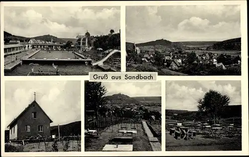 Ak Sandbach Breuberg, Gasthaus und Pension zur Schönen Aussicht, Schwimmbad