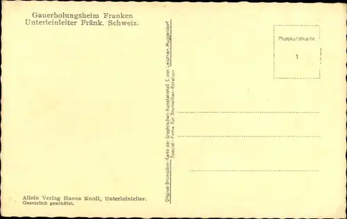Ak Unterleinleiter Fränk. Schweiz, Gauerholungsheim Franken