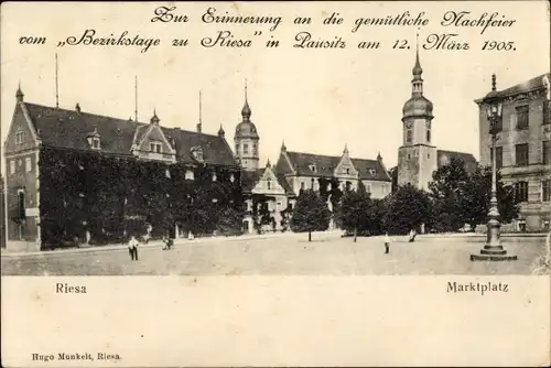 Ak Pausitz Riesa an der Elbe Sachsen, Marktplatz