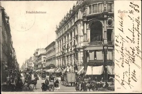 Ak Berlin Mitte, Friedrichstraße, Geschäfte, Verkehr