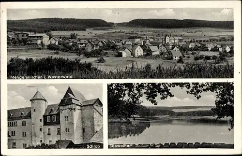 Ak Mengerskirchen im Westerwald Hessen, Schloss, Panorama, Seeweiher