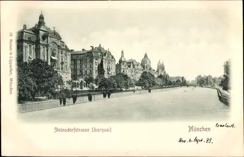 Ak München, Steinsdorfstraße, Isarquai