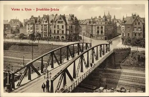 Ak Worms am Rhein, Brunhilden-Brücke