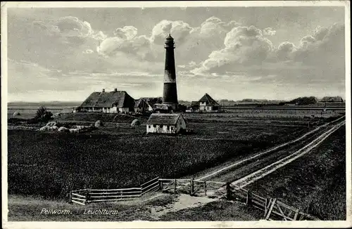 Ak Insel Pellworm Nordfriesland, Blick zum Leuchtturm