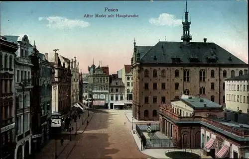 Ak Poznań Posen, Alter Markt mit Hauptwache