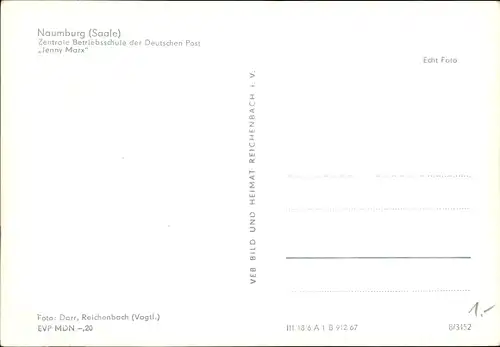 Ak Naumburg an der Saale, Zentrale Betriebsschule der Deutschen Post Jenny Marx