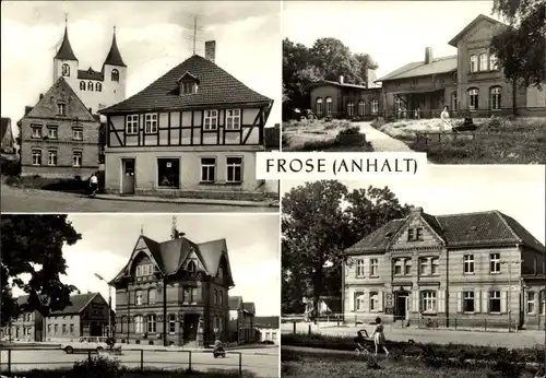 Ak Frose in Anhalt, Stiftskirche, Postamt, Bahnhof, Kulturhaus