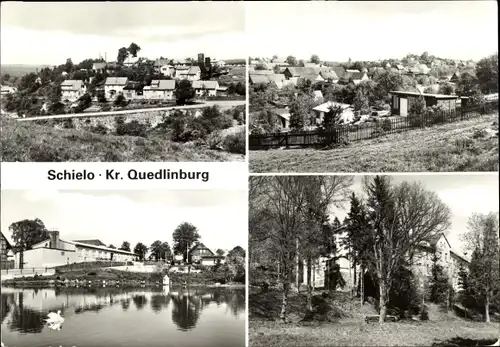Ak Schielo Harzgerode am Harz, Ortsansicht, Konsum-Klubgaststätte, Kliniksanatorium