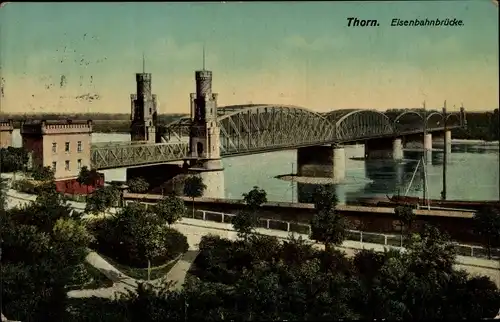 Ak Toruń Thorn Westpreußen, Eisenbahnbrücke