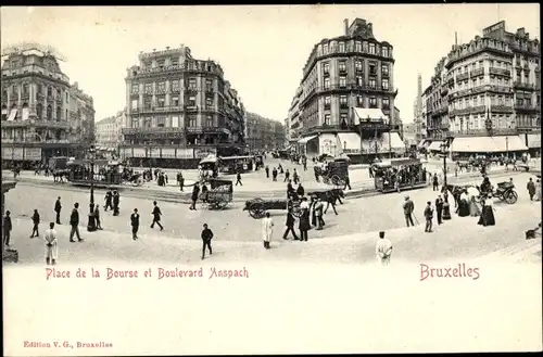 Ak Bruxelles Brüssel, Place de la Bourse et Boulevard Anspach