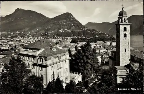 Ak Lugano Kanton Tessin Schweiz, Panorama e Mte. Bre