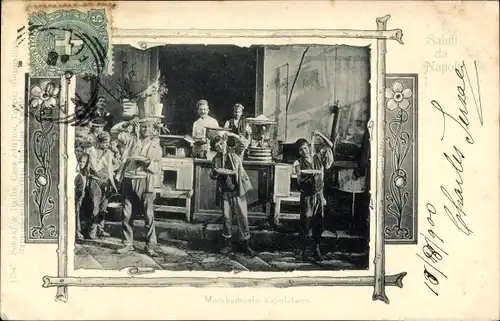 Passepartout Ak Napoli Neapel Campania, Händler, Handel, Kinder