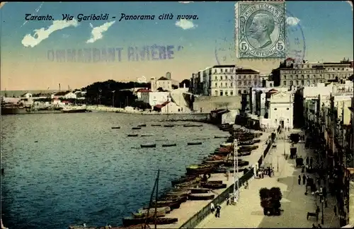 Ak Tarent Taranto Puglia, Via Garibaldi, Panorama citta nuova