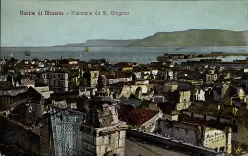 Ak Messina Sizilien, Panorama da S. Gregorio