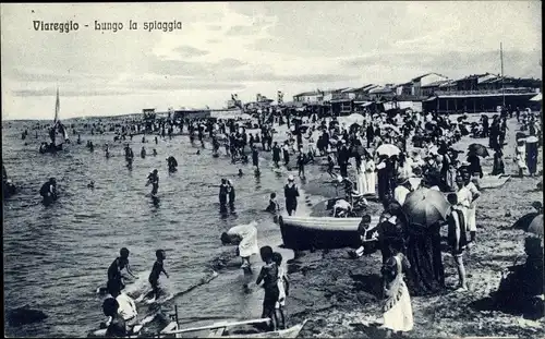 Ak Viareggio Toscana, Lungo la spiaggia, Strandleben