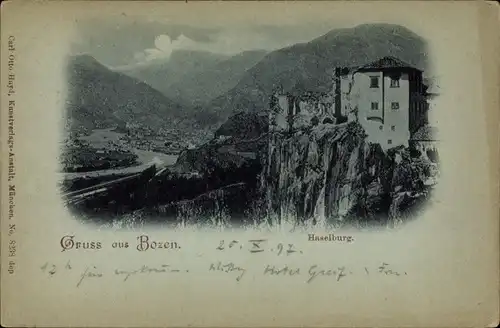 Mondschein Ak Bozen Bolzano Südtirol, Haselburg