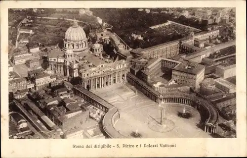 Ak Vatikan Rom Lazio, S. Pietro e i Palazzi Vaticani, Luftbild, Roma dal dirigibile