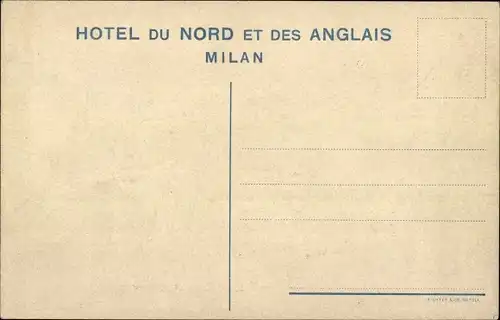 Ak Milano Mailand Lombardia, Hotel du Nord des Anglais, Außenansicht, Bahnhof