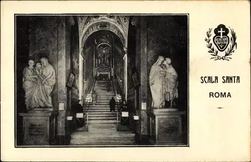 Ak Roma Rom Lazio, Scala Santa, Blick zum Treppenaufgang, Statuen