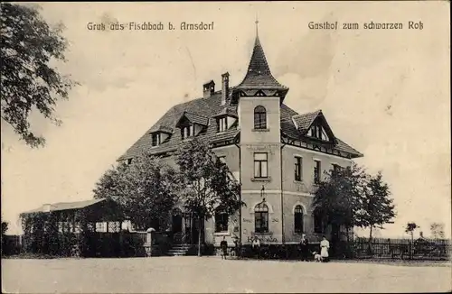 Ak Fischbach Arnsdorf Sachsen,  Gasthof zum Schwarzen Ross, Außenansicht