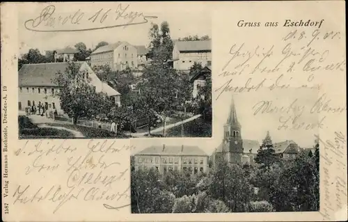 Ak Dresden Schönfeld Weißig Eschdorf, Totalansicht, Kirchturm