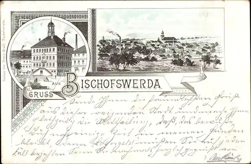 Litho Bischofswerda im Kreis Bautzen, Panoramablick auf die Stadt