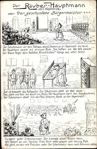 Gedicht Ak Der Räuberhauptmann, Der geschundene Bürgermeister, Hauptmann von Köpenick