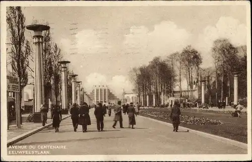 Ak Bruxelles Brüssel, Exposition 1935, Weltausstellung, Avenue du Centenaire