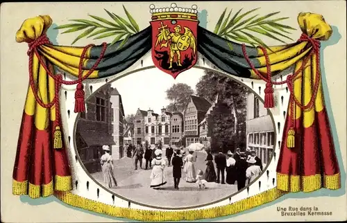 Passepartout Ak Bruxelles Brüssel, Exposition Universelle 1910, Rue dans la Bruxelles Kermesse