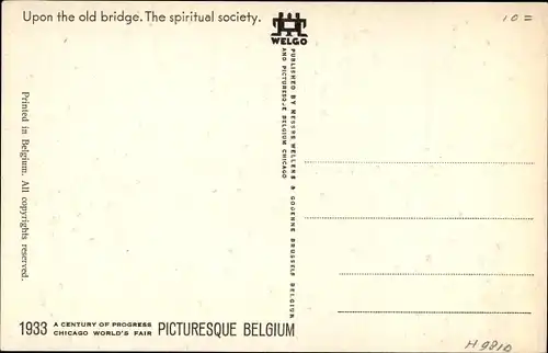 Künstler Ak Dratz, J., Chicago World's Fair 1933, Picturesque Belgium, old bridge, spiritual society