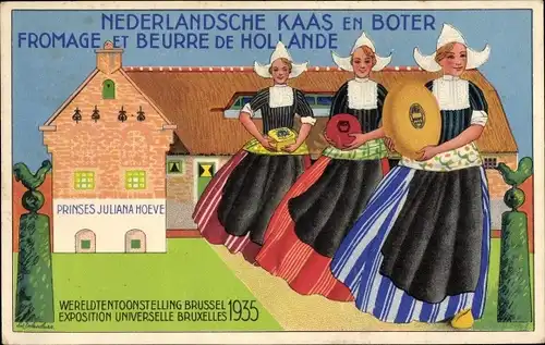 Ak Brüssel, Weltausstellung 1935, Nederlandsche Kaas en Boter Fromage et Beurre de Hollande