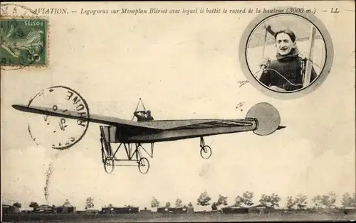 Ak Aviation, Legagneux sur Monoplan Bleriot avec lequel il battit le record de la hauteur