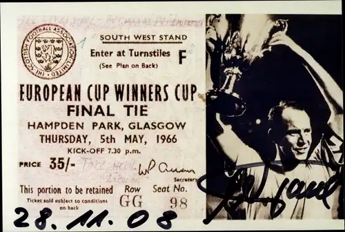 Ak South West Stand, European Cup Winners, Hampden Park, Fußballspieler, Autogramm, Pokal