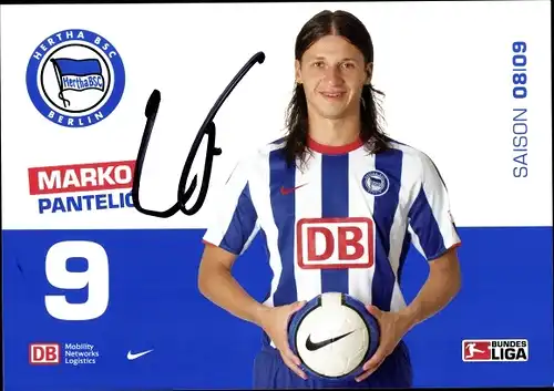 Sammelbild Fußballspieler Marko Pantelic, Hertha Berlin, Autogramm