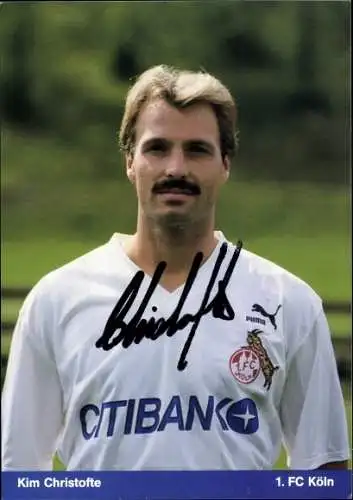 Sammelbild Fußballspieler Kim Christofte, 1. FC Köln, Autogramm