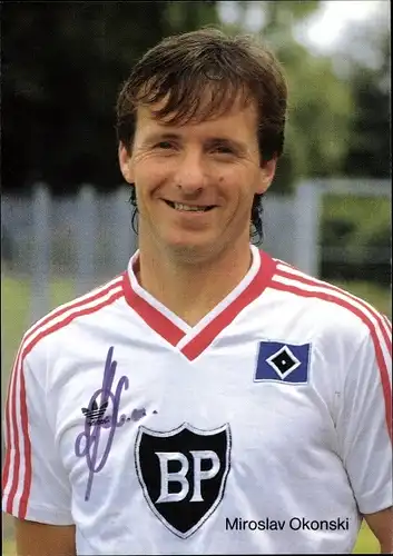 Foto Fußballspieler Miroslav Okonovski, HSV, Autogramm