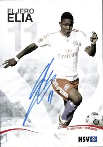 Sammelbild Fußballspieler Eljero Elia, Hamburger SV, Autogramm
