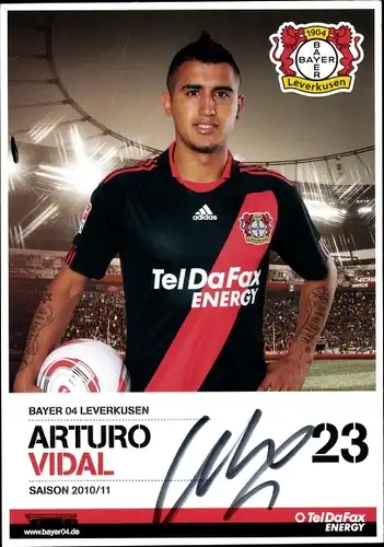 Sammelbild Fußballspieler Arturo Vidal, Bayer Leverkusen, Autogramm