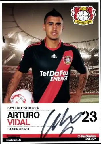 Sammelbild Fußballspieler Arturo Vidal, Bayer Leverkusen, Autogramm