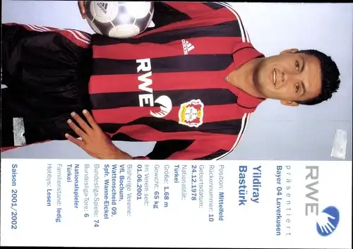 Sammelbild Fußballspieler Yildiray Bastürk, Bayer Leverkusen, Autogramm