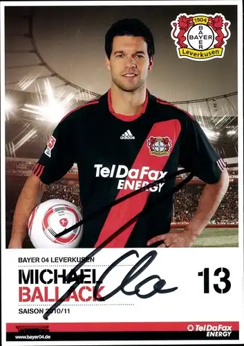 Sammelbild Fußballspieler Michael Ballack, Bayer Leverkusen, Autogramm