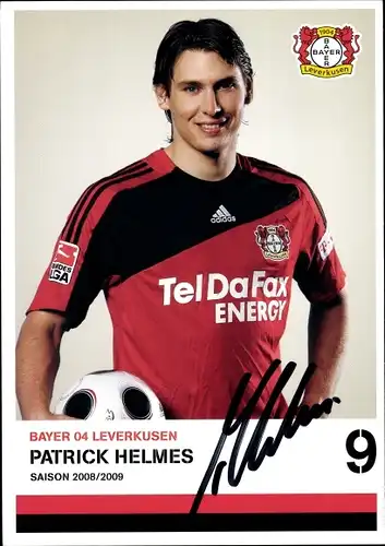 Sammelbild Fußballspieler Patrick Helmes, Bayer Leverkusen, Autogramm